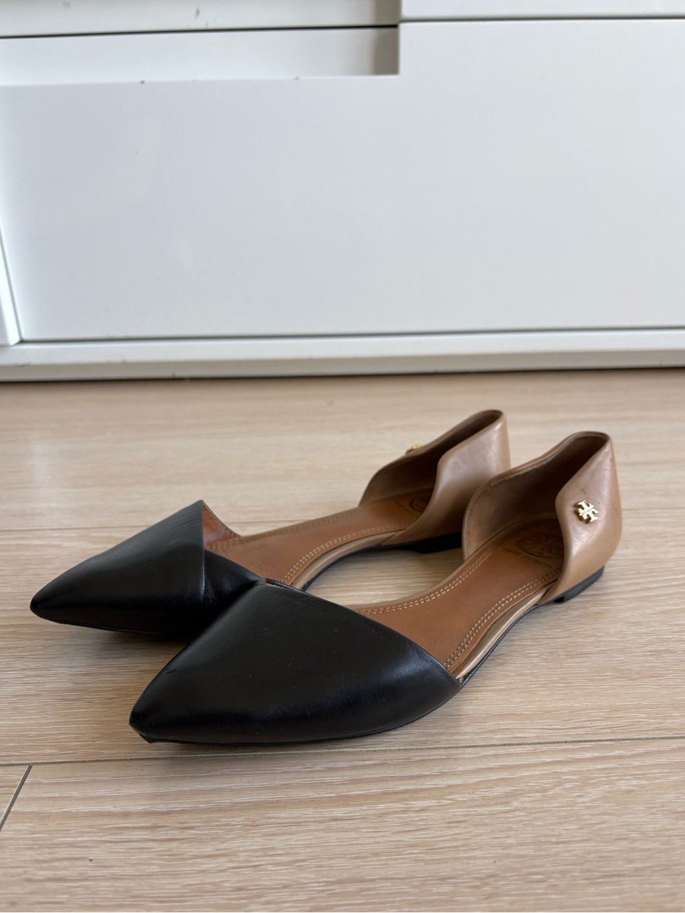 Tory Burch Viv Two‑Tone D’Orsay Flats